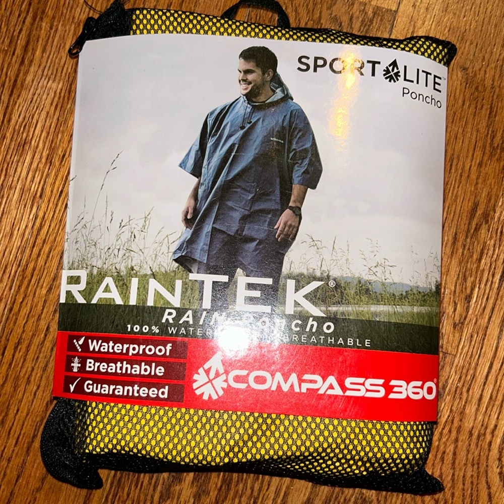 Sport Lite Compass 360 Raintek Rain Poncho 100% waterproof breathable